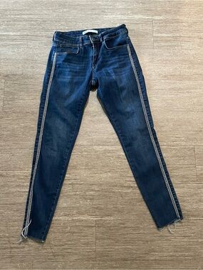 Zara Dark Blue Straight Leg Jeans with Silver Side Design